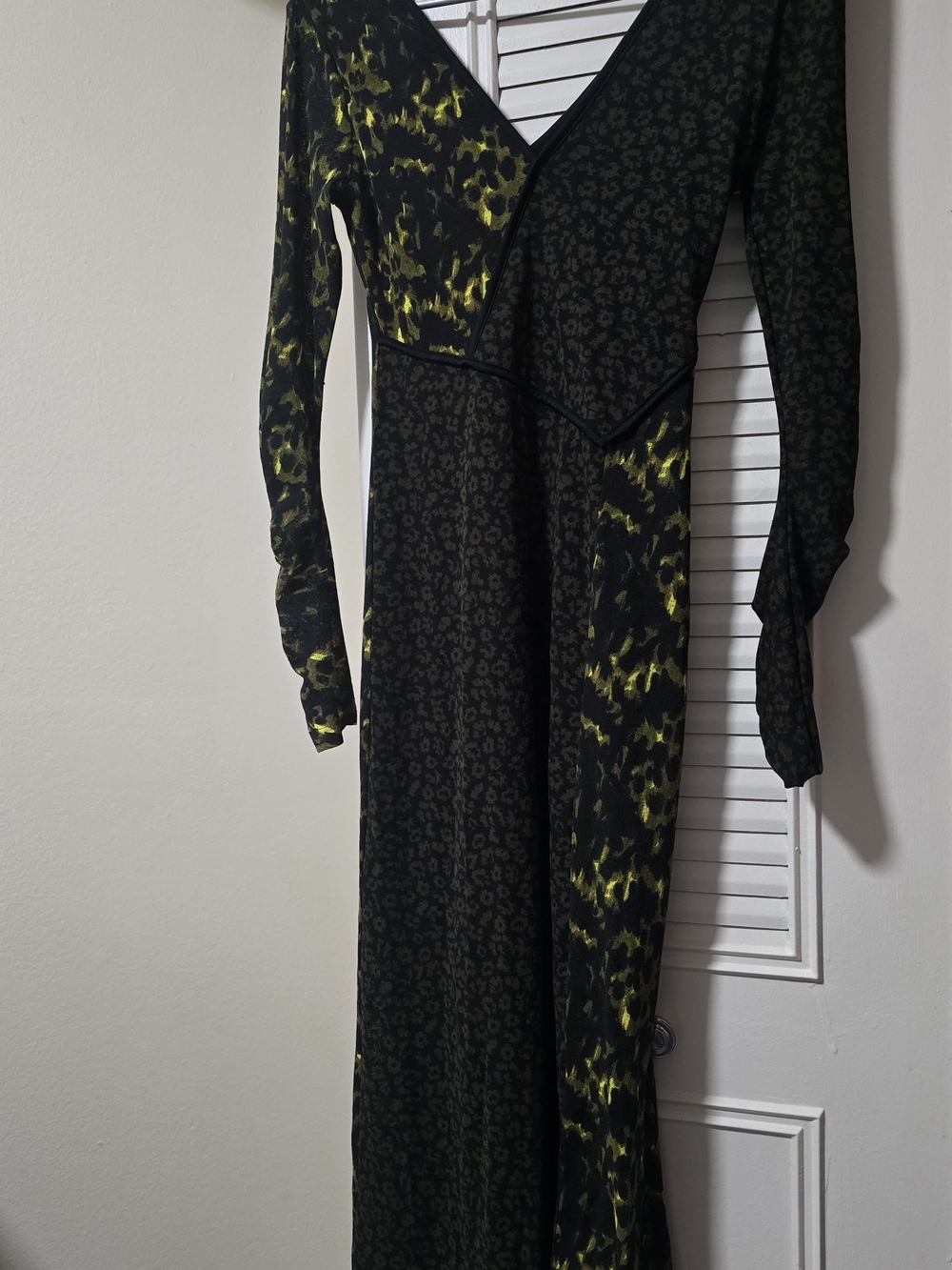 Topshop Black V-Neck Dress with Subtle Pattern Trim